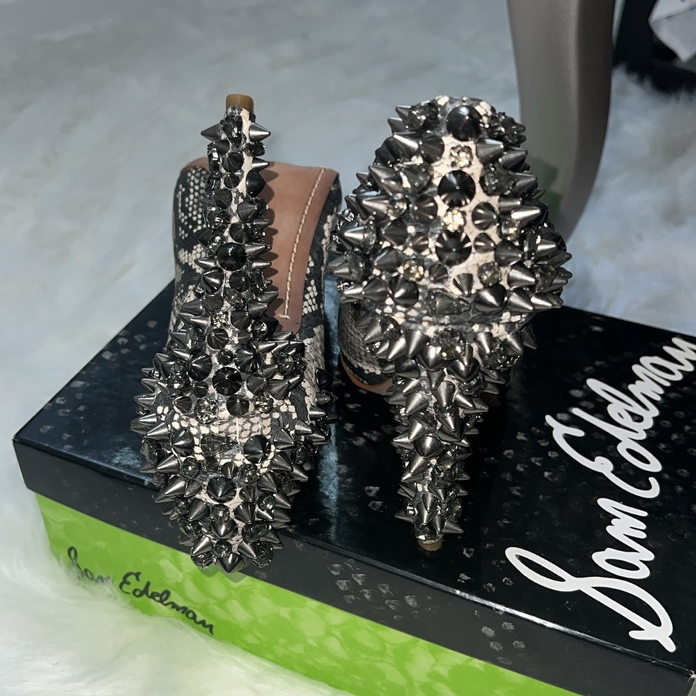 Sam Edelman Lorissa Gray Python Leather Peep Toe … - image 2